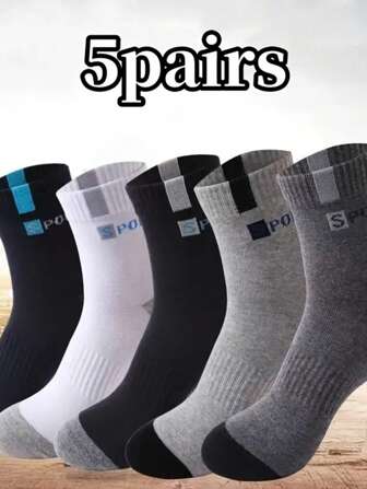 5/10 Pairs Cartoon Pattern Women Men Boys Girls Unisex Couples Sports Socks Mid-Calf Socks Spring Summer Holiday Gifts