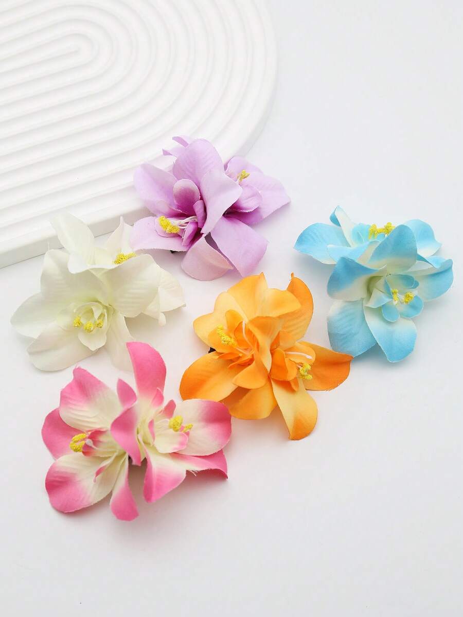 3pcs Fabric Artificial Flower Hair Clips, Bohemian Style Side Bangs Hairpin, Beach Holiday Daily Wear, Claw Clips, Hair Slide - Two Colors - View 1