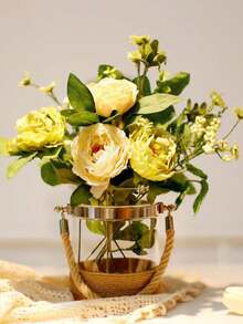 1pc Vintage Vase, Creative Handmade Rope Clear Glass Vase, Decorative Hydroponic Vase For Farmhouse Wedding Party Home Decor (Flowers Not Included)