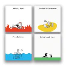 Funny Emo Mood 1PC/4pcs 3x3 Inch Sticky Notes Set, Vintage Memo Pads With High-Adhesive, Post Reusable Tearable It Notes For Journal Planners Office School Home, Bulk Retro Stationery Gift School Supplies,Back To School