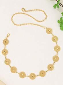1pc Women Bohemian Hollow Metallic Waist Chain,Accessory For Dresses, Jeans, Shirts Summer, School Fall, Autumn, Halloween