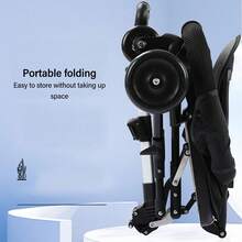 Cocinete de bebé 4 ruedas doble freno trasero ajustar la altura de la silla de bebé plegable con cojín suave gris - Gris - Ver 3