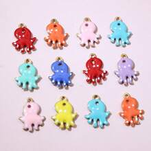 10 pièces de 12x9mm Breloques mignonnes en émail d'octopus en acier inoxydable. Accessoires pour créations de bijoux en acier inoxydable.