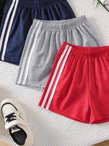 4PCS Sets Of Young Boys' Casual Sports Solid Color Shorts Suits, Comfortable And Simple College Style Jogging Shorts, Suitable For Summer Outdoor Vacation, Party, Cycling, Running, And Daily Wear