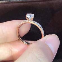 经典四爪设计圆形锆石女士订婚/结婚戒指，2 种颜色可选，低调新娘珠宝畅销品 - 戒指 - 查看 4