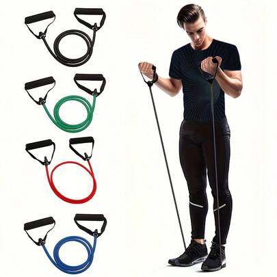 1pc 4 Levels Yoga Resistance Bands With Handles, Fitness Stretching Rope, For Home Workouts And Strength Training, Pilates, Body Shaping