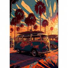 1 pieza Impresiones y carteles de arte de pared con opción de marco - Escenas naturales de viaje con vista al mar, pueblo costero, coches - Decoración de arte de lienzo para la sala de estar del hogar - Cuadros de pared - Regalos