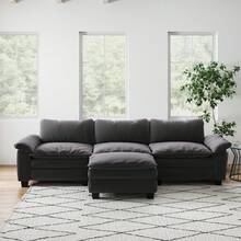117.7" L-Shape Modular Sectional Sofa Couch - Comfy Upholstered Cloud Couch For Living Room,Velvet Sectional Sofa, L Shaped Sectional Couch Convertible Sofa Couch With Reversible Chaise 3 Seater Sofa For Small Space - 灰色 - 查看 3