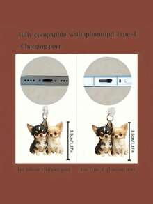 1 pieza Lindo enchufe antipolvo para teléfono de acrílico con diseño de perro, se adapta al puerto de carga ovalado Tipo-C y al puerto de carga de teléfono Apple