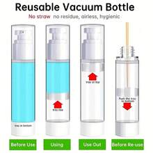 1/2/3/6pcs Airless Pump Bottles, 5ml/10ml/15ml,Empty Refillable Airless Pump Jars, Travel Size Dispenser Vacuum Eye Cream Bottle, Travel Containers For Toiletries,Mini Travel Bottles For Lotion Toiletries Liquid Toner Sample - Multicolor - View 5