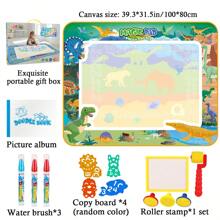 Tecforood Pizarra de dibujo mágica de acuarela - Dinosaurio, animal, tema reutilizable, suministros de arte lavables, paño absorbente y bolígrafo mágico de agua, juguete interactivo padres-hijos, regalo de cumpleaños creativo, ilustración de dinosaurio, material antiadherente, juguete interactivo