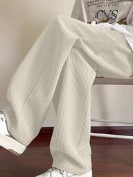 Pantalones casuales de pana de pierna ancha para hombres, pantalones sueltos y cómodos de unicolor versátiles para primavera y otoño