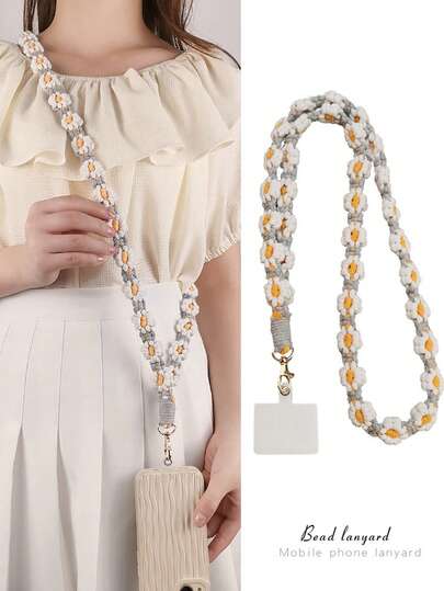 手工雏菊花挂绳手机带，斜挎肩挂绳，用途广泛