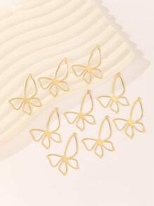9 piezas de accesorios de decoración con mariposas huecas, de material de cobre, para aretes, collares, manualidades