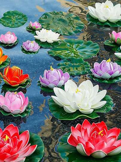 1/5/10/15/30 Pezzi di Fiore di Loto in Schiuma con Foglia di Ninfea, Decorazione Realistica, Decorazione per Casa, Giardino, Patio, Decorazione Estiva, Decorazione per Acquario e Stagno, Decorazione Piscina, Regalo, Decorazione Matrimonio Piscina