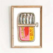 1 Stück Dose Sardinen Kunst Dekor Poster, moderne Tintendruck Wandkunst, klassisches minimalistisches Thema, einfaches Muster, Leinwandmalerei für Küche, Wohnzimmer, Schlafzimmer, Badezimmer, Büro, Herbst- und Frühjahrs-Dekoration, ideal als Einweihungs- und Feiertagsgeschenk, optional mit Rahmen