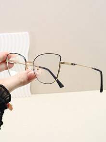 1pc Cat Eye Frame High Quality Hollow Design Photochromic Fashion Glasses, Indoor Non-Prescription Glasses Multi-Purpose Fashion Versatile Women's Fashion Glasses