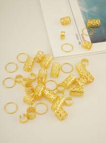 40 Stücke/Set Vintage Cut Out Haaringe, Haarmanschetten aus Legierung, Haarspangen mit Schlaufen, Haraccessoires, Sommerschmuck für geflochtene Haare