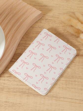 Rosa rosett- och hjärtmönster mini-plånbok, moderiktig minimalistisk korthållare, smal lätt och bärbar, kan rymma kontanter, ID, kreditkort, mynt, lämplig som födelsedagspresent, årsdagspresent till älskare, kvinnor, flickor, tonåringar, högskolestudenter, män