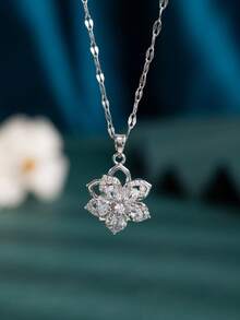 1 件时尚优雅奢华 5 瓣花旋转吊坠项链，适合送给妻子、女朋友、情人节、母亲、母亲节的礼物 - 彩色 - 查看 12