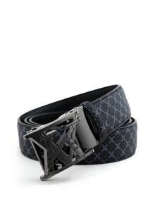 beaytar 1pc New Fashion Men's Belt, Classic Letter Design, High Quality Alloy Automatic Buckle, Exquisite Printing, Lightweight & Business Style