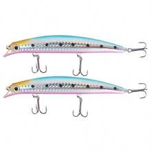 Topline Tackle 2 件 14 克钓鱼波爬海漂诱饵水面铅笔形抽动饵人造硬饵适用于梭子鱼鲤鱼渔具 - 彩色 - 查看 8