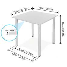 Jooli H 75x75cm Dining Table, Grey Kitchen Table With Wood Top And Metal Frame For Dining Room, Kitchen, Home Office - Grey 75x75cm - View 5