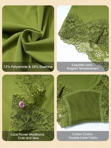 5 Packs Multicolor Comfortable Stretchy Lace Underwear For Women Lace Full Covreage Boxer Briefs Pantie S-XL - Nhiều màu - Xem 3
