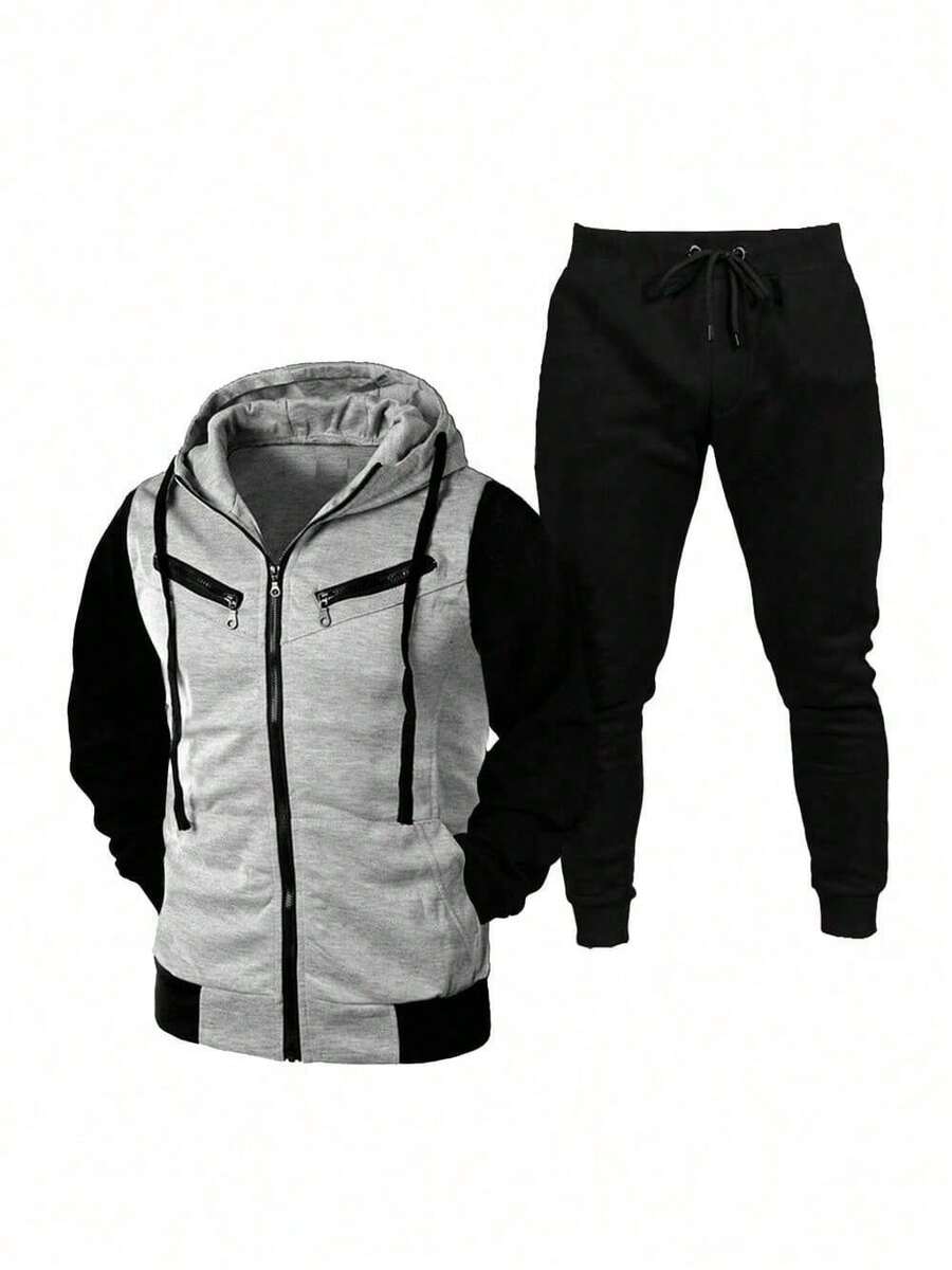RAMAZZONI Set Of Cold Weather Blouse, Hooded Cotton Jacket + Jogger Pants For Men And Women - 灰色 - 查看 1