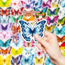 50 piezas Pegatinas de mariposas de colores, pegatinas decorativas resistentes al agua de PP adecuadas para botellas de agua, monopatines, portátiles, diarios, equipaje