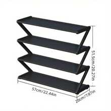 Four-Layer Large Z-Shaped Shoe Rack, Easy To Assemble Without Tools, Pink Plastic Stackable Storage Organizer, Suitable For Home, Dormitory And Living Room, Space-Saving Floor Design, Shoe Storage Organizer