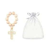 Bomboniere per ospiti del battesimo, mini rosari in legno come bomboniere per battesimo, bomboniere per comunione in quantità, ricordo della cresima, bomboniere per eventi religiosi cattolici - Beige - Visualizzare 13