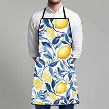1pc Lemon Pattern Tropical Plant Apron, Rustic Style, Suitable For Kitchen Cooking, Garden Cleaning, Beauty Salons, Pet Grooming, Barber Shops, Home Decor, Made Of Polyester Twill, Two Sizes Available, Indoor & Outdoor Party Supplies - Multicolor - View 16