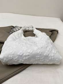 Girls Floral Lace One Shoulder Handbag - White - View 6