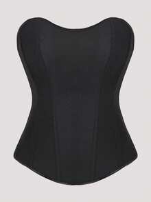 Black Backless Tie-Up Tight-Fitting Bustier Top For Women - Black - View 2