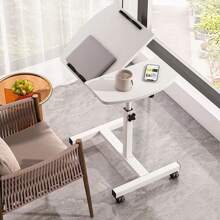 Multi Functional Side Table, Sofa Side Table, Portable Bedside Table, Movable And Adjustable Height, With Wheels, Suitable For Dormitory And Home Use, Easy To Install. Black, White.