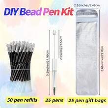 100pcs Beadable Pens Bulk With 50 Refilled 25 Pens 25 Gift BAGS DIY Pen Making Kit Smooth Writing Ballpoint Pens For Office Gifts - Ballpoint Pen-macaroon - View 2
