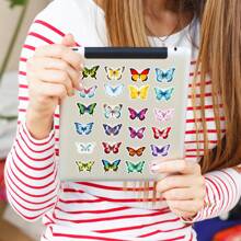 50 piezas Pegatinas de mariposas de colores, pegatinas decorativas resistentes al agua de PP adecuadas para botellas de agua, monopatines, portátiles, diarios, equipaje