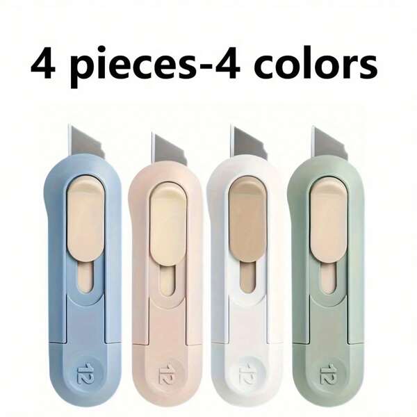 4pcs Mini Retractable Box Knife Set - Art Knife, Paper Knife, And Quick Release Knife, With Compact Blade Scraper, For Safe And Efficient Home And Office Use - Durable, Portable, And Practical