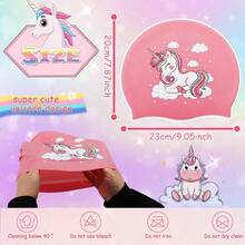 Silicone Cartoon Unicorn Swimming Cap, Suitable For Short/Wavy/Medium-Long Hair, Waterproof Anti-Slip Swimming Hat, Beach Essentials, Beach Accessories, Pool Float - Multicolor - View 7