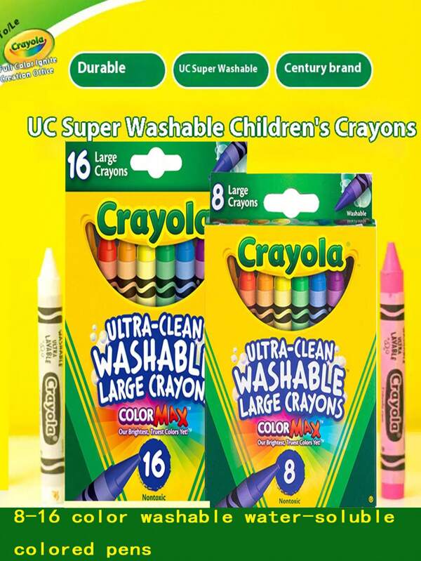 1 Set [Back-To-School Hot ] 100-Year Legacy Jumbo Washable Crayons Set | AP-Certified Formula (Skin & Fabric Safe) | Durable Solid-Core Design | 16/8 Colors Thick-Body Pack | Vibrant Color Laydown & Smooth Gliding | Laboratory-Validated Washable Tech (Water Clean-Up) | No-Residue Stain-Free Cleaning | Ultimate Creative Expression Tool School Supplies,Back To School