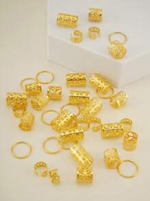 40 Stücke/Set Vintage Cut Out Haaringe, Haarmanschetten aus Legierung, Haarspangen mit Schlaufen, Haraccessoires, Sommerschmuck für geflochtene Haare