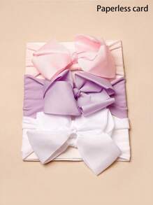 Set de 3 diademas elásticas de nailon de unicolor, suaves y lindas para bebés, adecuado para uso diario y el Día de San Valentín