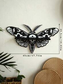 1 件万圣节骷髅飞蛾壁架 - 哥特式波西米亚风黑色木质收纳展示架，带翅膀设计，令人毛骨悚然的卧室、客厅、浴室家居装饰，派对墙面装饰，巫术房间装饰用品