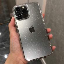 1 Peça Capa de Celular Transparente com Glitter, À Prova de Quedas e Durável, Compatível Com Apple 16/16Pro/16Plus/16ProMax
