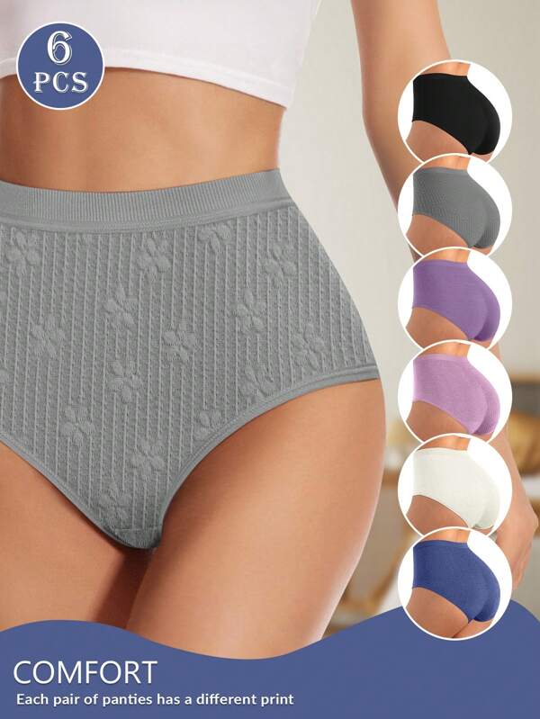 MIOTAN 6pcs/Pack Women Low-Waist Panties, Jacquard Design, Sexy & Comfortable