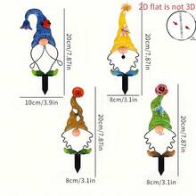 4 Stück 2D Flachkunst Acryl Gnom Dekorationen Set, zur Bodeninstallation, geeignet für Valentinstag, Garten, Hof, Außenterrasse und Rasendekoration, anwendbar für 11 Feiertage