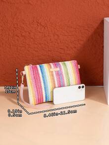 Mini Straw Beach Bag, Women's Spring Summer New Unique Shoulder Crossbody Bag - Multicolor - View 3