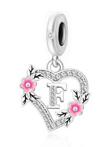 1pc Minimalist 925 Sterling Silver Zirconia 26 Alphabet Beads Pendant Necklace, Gift Item - Silver - View 14