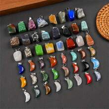 5/10/20/30/40 Pezzi di Ciondoli in Pietra Naturale - Perle Asimmetriche di Gemme Varie, Ciondoli di Pietra di Luna - Adatti per la Creazione di Gioielli Fai-da-Te, Bracciali, Collane, Orecchini, Perle